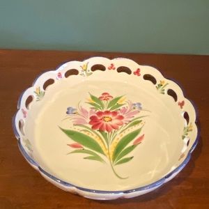 Vintage RCCL Portugal Ceramic Scalloped Lattice Bowl